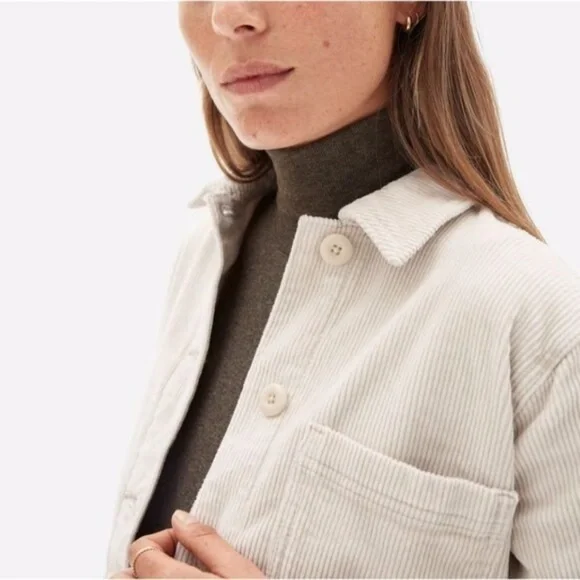 EVERLANE Women's Corduroy Chore Jacket Shacket in Bone Large - Picture 3 of 15